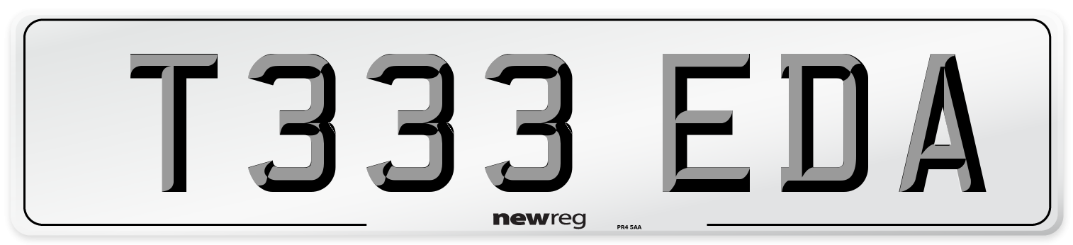 T333 EDA Number Plate from New Reg